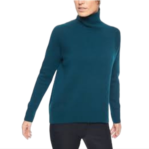 Athleta Sweaters - Athleta Green Bedford Wool Cashmere Turtleneck Sweater Pullover Oversized